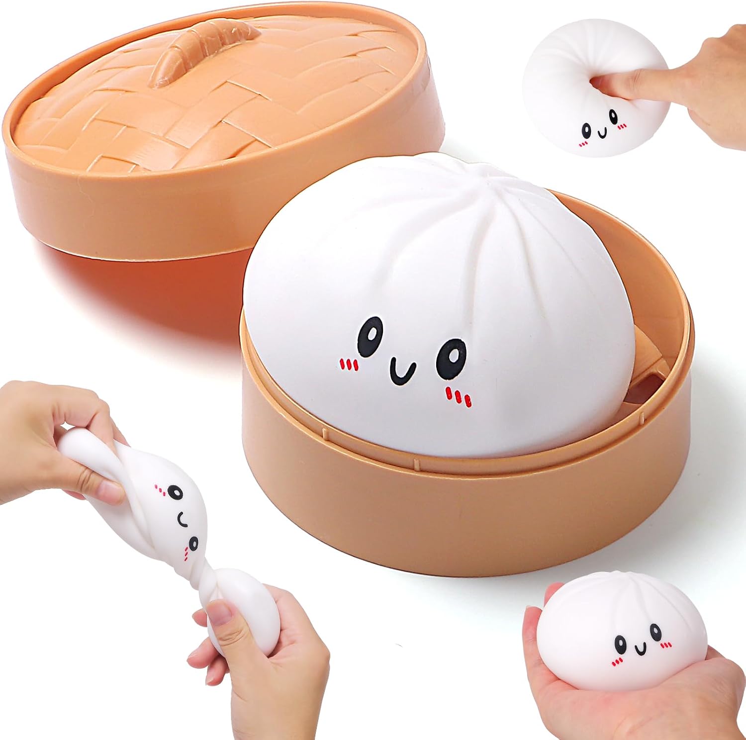 AiSiXin dumpling stress ball with cage exterior in a steamer basket package